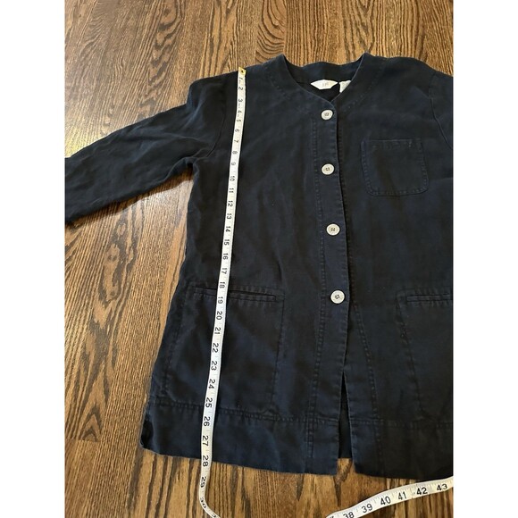 J. JILL 100% Linen Embroidered Jacket Womens Size Small Black CottageCore Boho - Picture 9 of 10